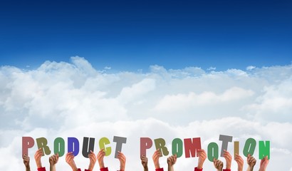 Composite image of hands showing product promotion