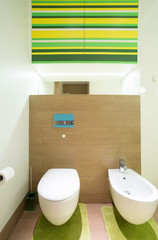 Interior of bathroom in modern house