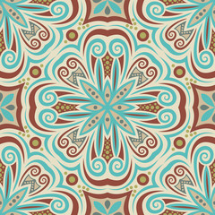 Abstract Colorful Damask Seamless Vector Background