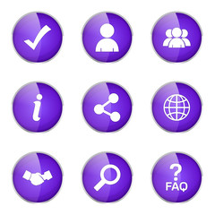 Web Internet Violet Vector Button Icon Design Set 2