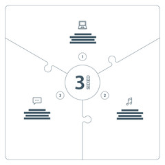 Rounded square numbered flat line puzzle diagram chart