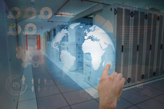 Composite image of hand pointing