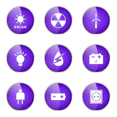 Energy Sign And Symbol Violet Vector Button Icon
