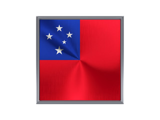 Square metal button with flag of samoa
