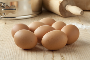 Fresh brown eggs to use for baking