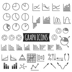 Business charts. Set of thin line graph icons. Outline. Can be