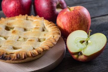 homemade apple pie and fresh fruits