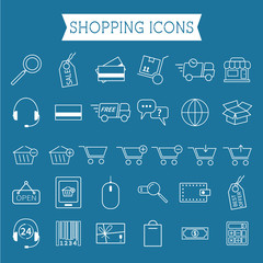 Set of On-Line Shopping icons. Outline. Can be use as elements