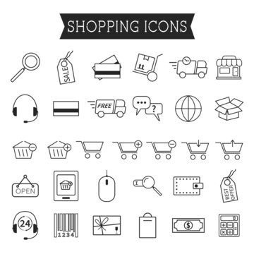 Set of On-Line Shopping icons isolated on white background