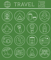 Outlined Holidays and Travels Icon Set Collection. Thin Line