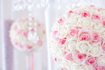 Wedding table decoration and floral centerpiece