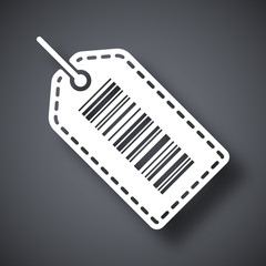 Vector tag or label icon with barcode