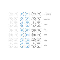 Flat multipurpose business card icon set of web icons for busine