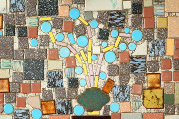 photo mosaic flower ornament on the wall