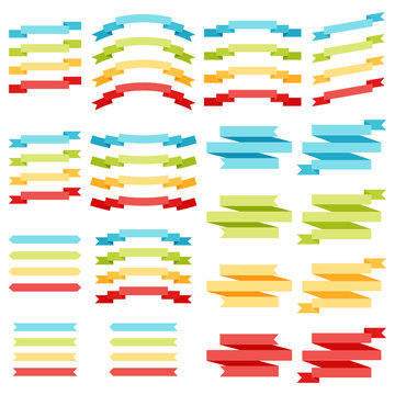 vector collection of decorative design elements - colorful ribbo