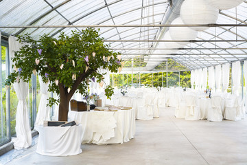 Table set for an event party or wedding reception