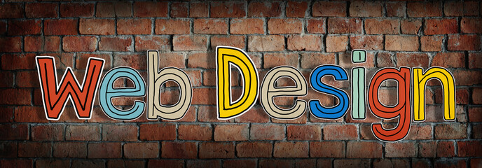 Words Web Design Brick Wall Concept