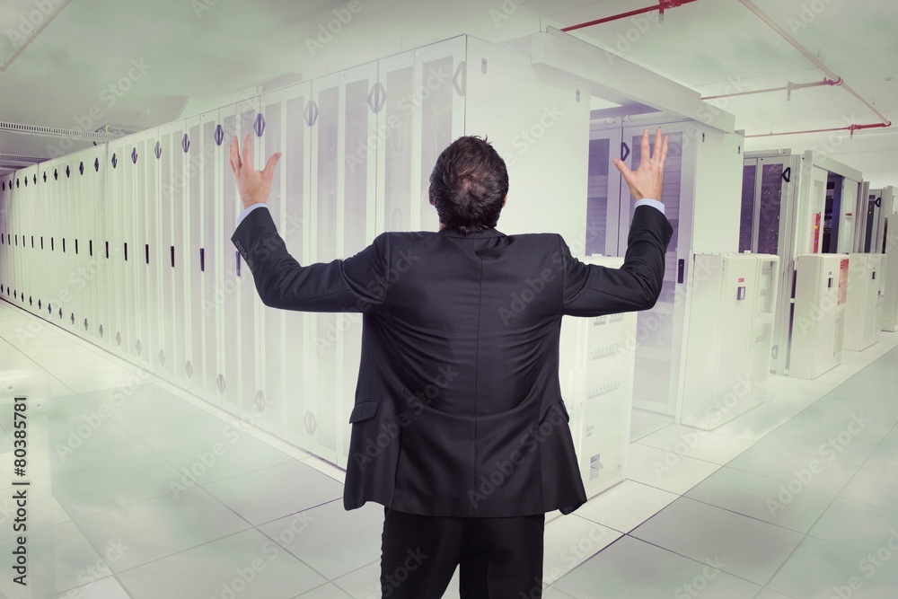 Poster composite image of gesturing businessman