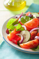 healthy tomato salad with onion cucumber pepper