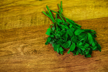 Fresh mint on wooden background