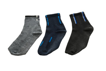 three old sock isolated on white