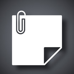 Vector note paper with paper clip icon