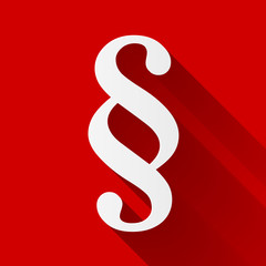 Naklejka premium Law icon with a long shadow on red background