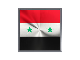 Square metal button with flag of syria