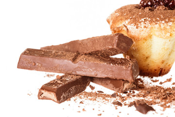muffins with chocolate decorated with mint