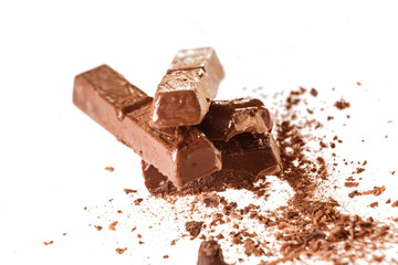 Abstract image of dark chocolate on white background