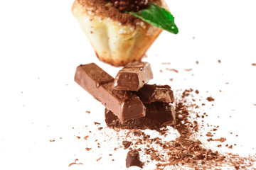 muffins with chocolate decorated with mint