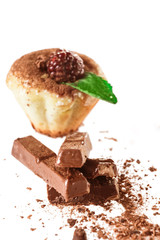 muffins with chocolate decorated with mint