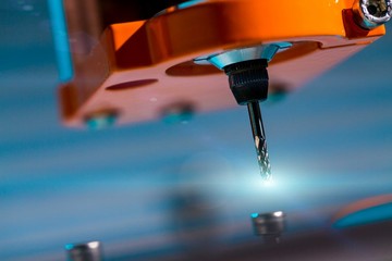 Diamond milling cutter on CNC machine - obrazy, fototapety, plakaty