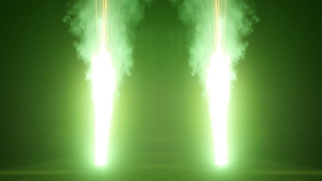 Green bengal flames isolated on black background