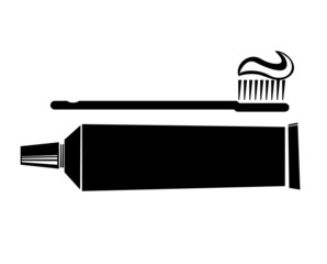 Toothbrush with toothpaste tube vector icon