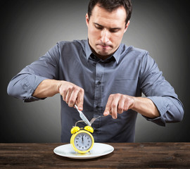 Hungry man. Slow restaurant service concept