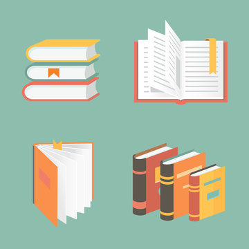 Vector book icons and symbols - education concepts