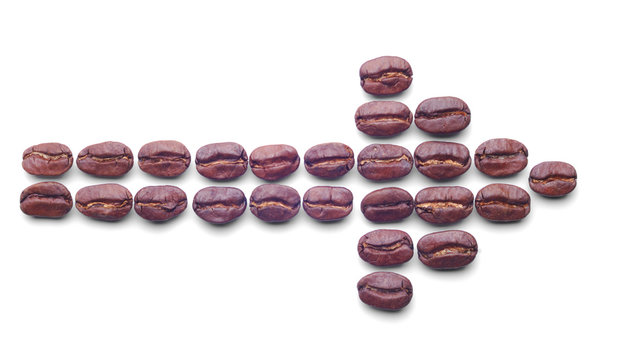 coffee beans arrow