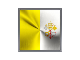 Square metal button with flag of vatican city