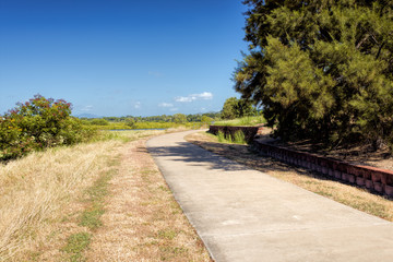 Obraz premium Narrow footpath goes along fields
