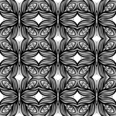 Seamless Vintage Lace Pattern (Vector). Hand Drawn Ethnic Textur