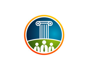 simple round circular emblem of legal justice coloumn court logo