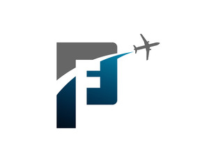 monogram anagram initial letter of P F plane and flight - obrazy, fototapety, plakaty