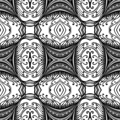 Seamless Vintage Lace Pattern (Vector). Hand Drawn Ethnic Textur