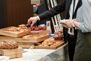 Tasty and sweet croissants at the buffet restaurant