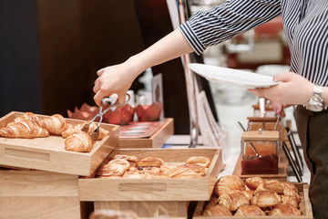 Tasty and sweet croissants at the buffet restaurant