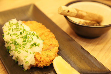 Japanese food tonkatsu with rice
