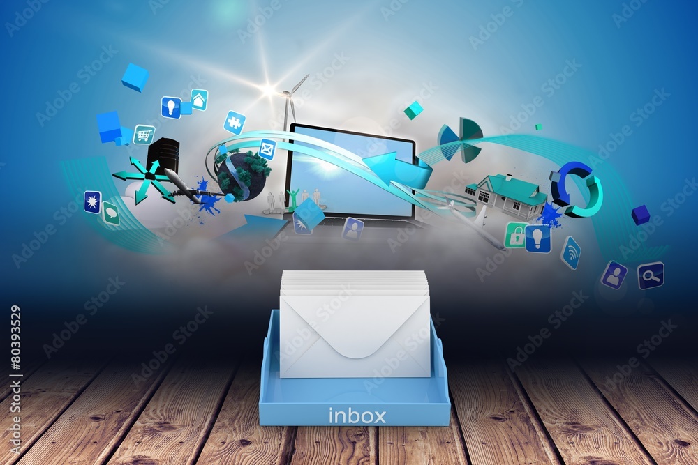 Poster Composite image of blue inbox