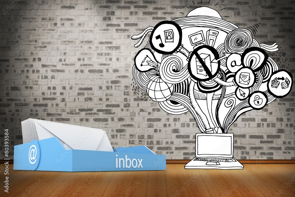 Aufkleber Composite image of blue inbox
