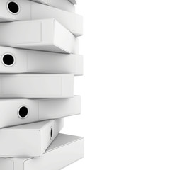 Office stack blank folder isolated on white background. 3d